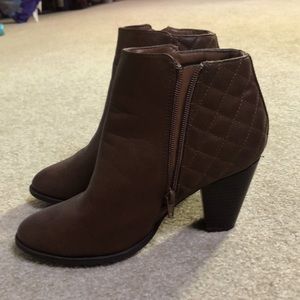 Charlotte Russe Brown Leather Quilted Booties